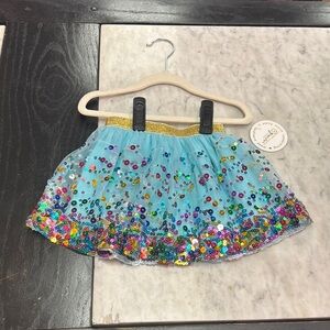 Blue and Gold Flared Skirt with Gradient Design